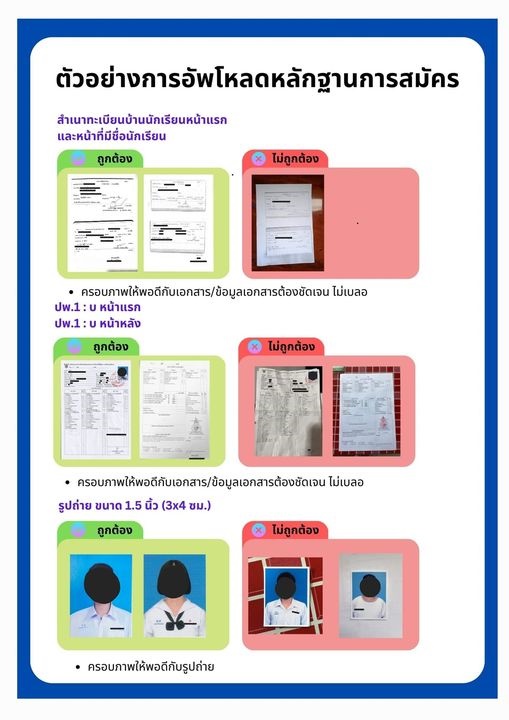 ตัวอย่างการอัพโหลดเอกสารการสมัคร